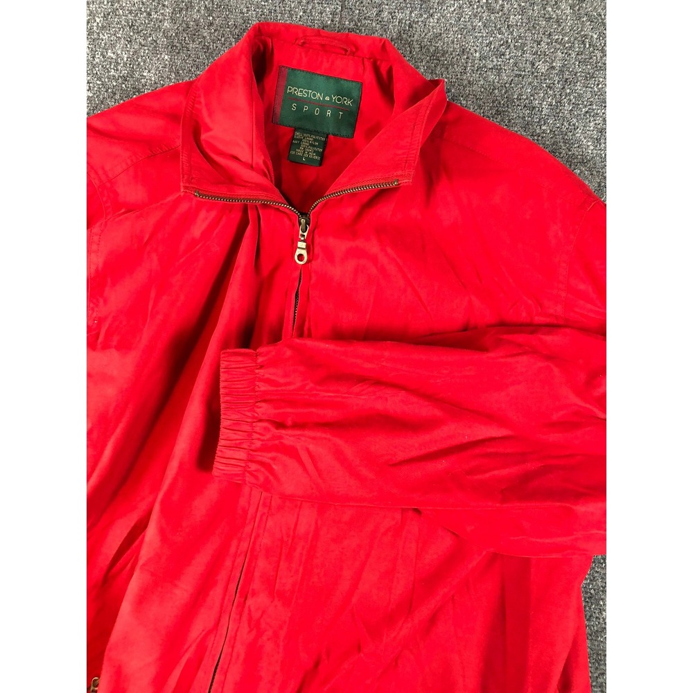 Preston & York‎ Sport Jacket Red Full Zip Lightweight Windbreaker Mens